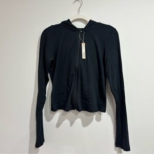 SKIMS Cotton Rib Knit Zip-Up Hoodie Shirt